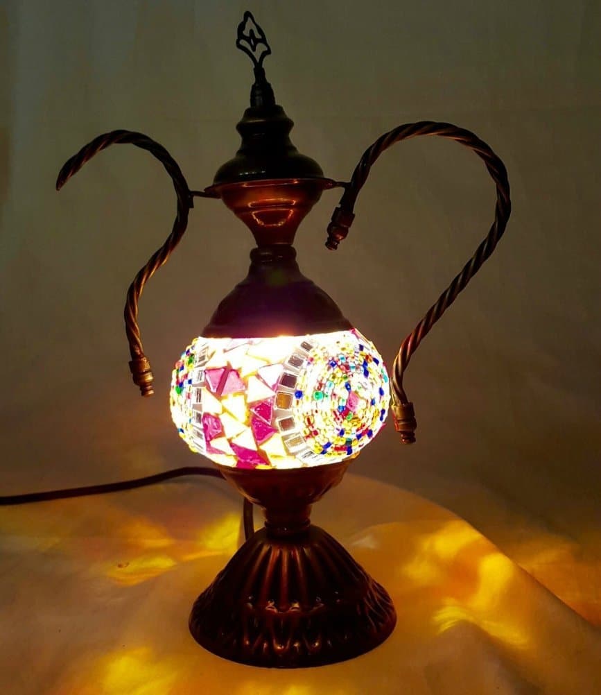 Unique Turkish Morroccan Multicolored Teapot Style Table Desk Lamp