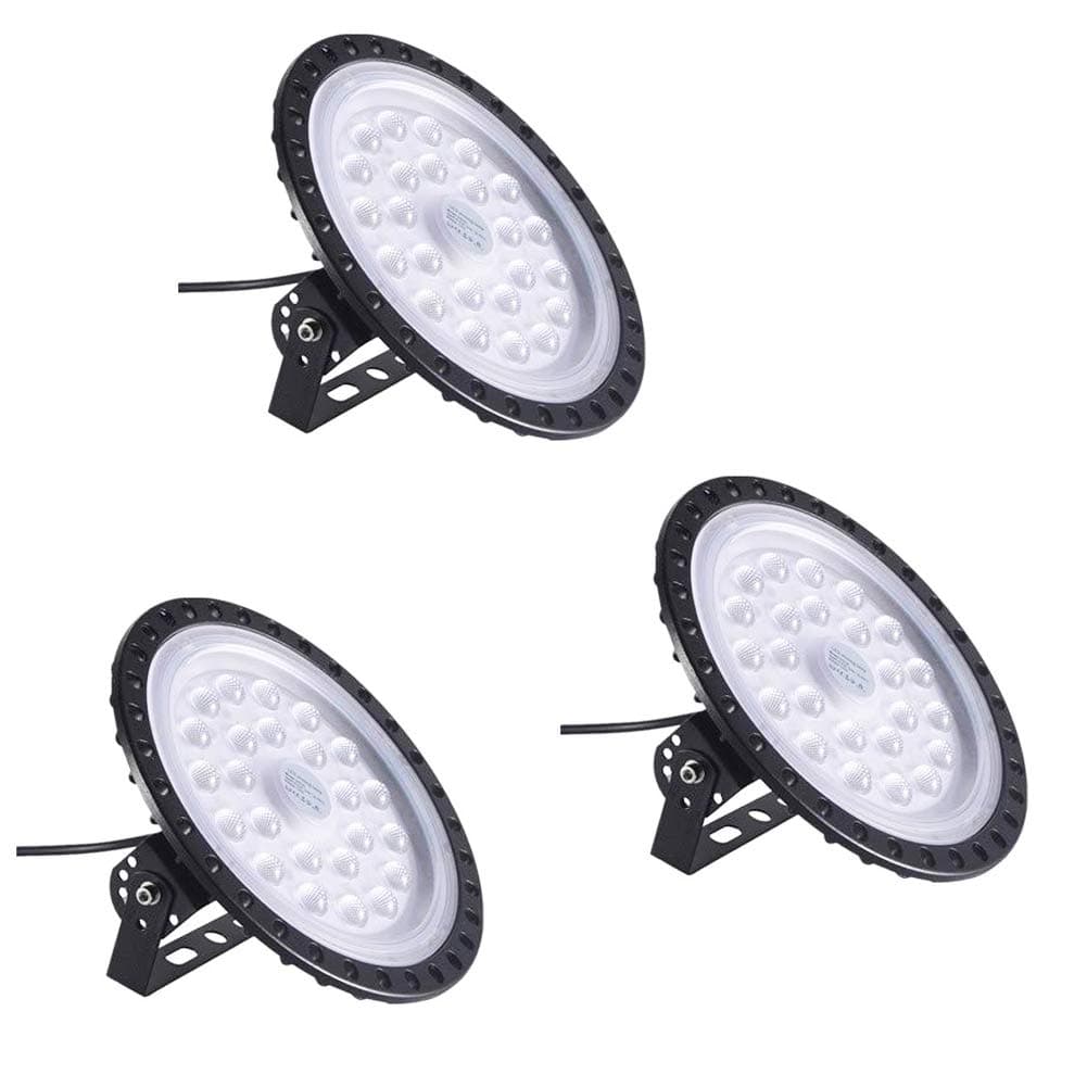 100W UFO LED High Bay Light lamp Factory Warehouse Industrial Lighting 10000 Lumen 6000-6500K IP65 Warehouse LED Lights- Commercial Bay Lighting for Garage Factory Workshop Gym (100W 3)