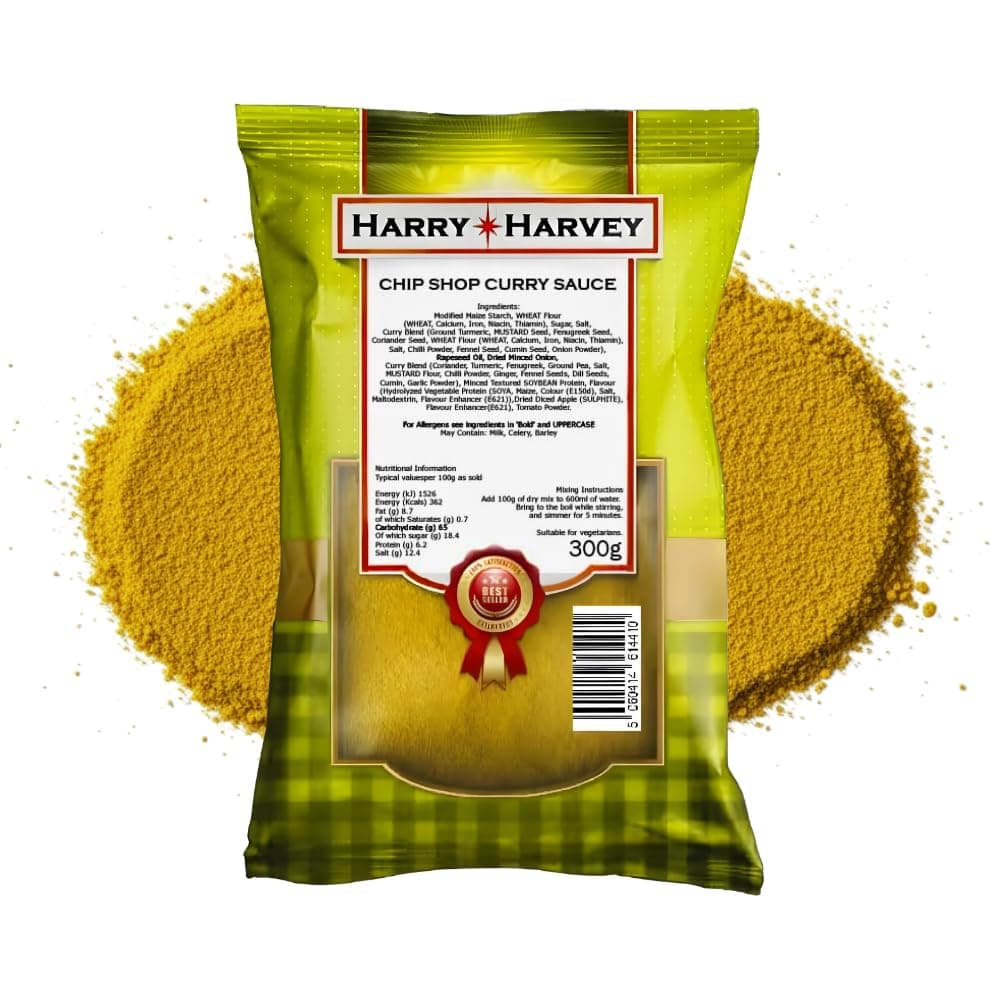 Harry Harvey 300g Chip Shop Curry Sauce Powder | Authentic Curry & Sauce Powder for Chippy Style Curries | Perfect with Fish, Chips, Chicken & Rice