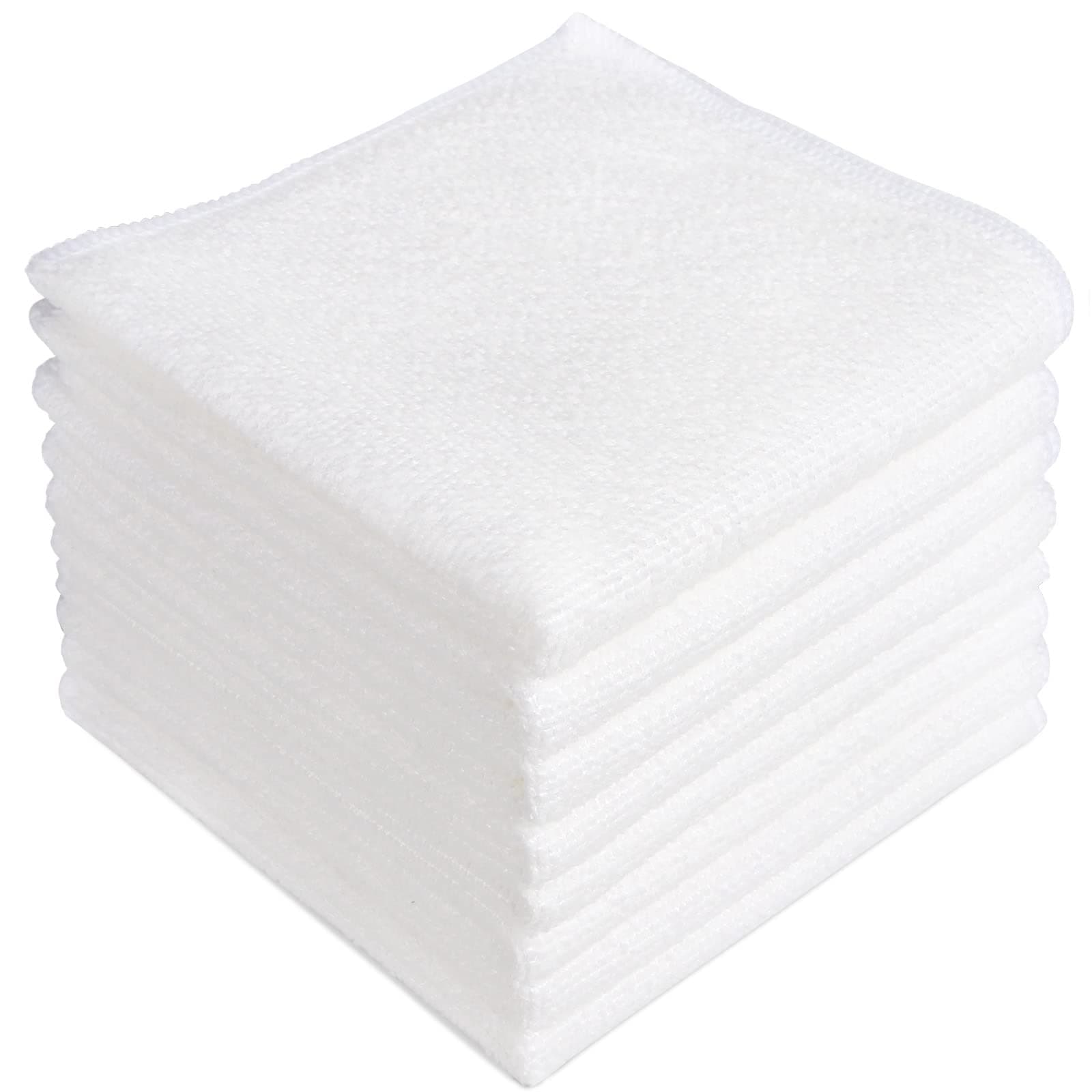 AIDEA Microfiber Cleaning Cloths White, Strong Water Absorption, Lint-Free, Scratch-Free, Streak-Free, Dish Towels White (11.5in.x 11.5in.)â€â€8PK