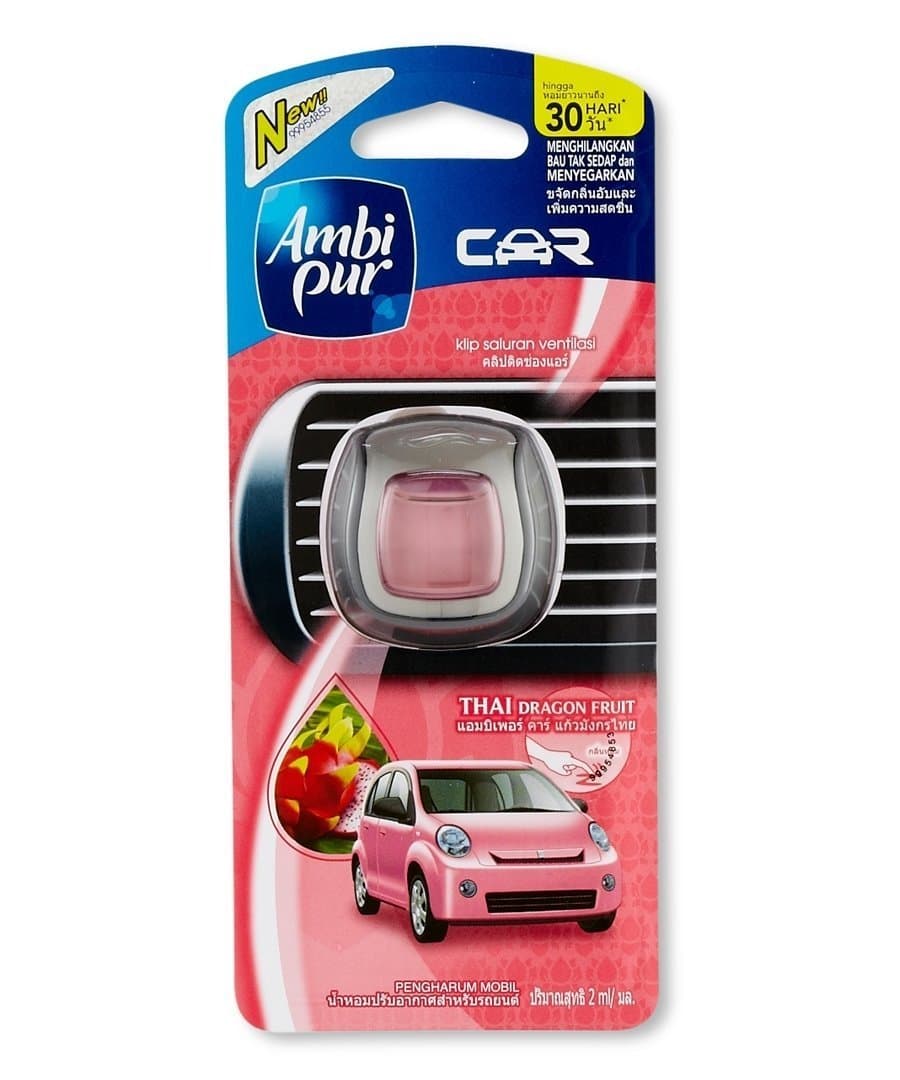 3 X Ambi Pur Car Model Set Every Day Fresh Vent Clip Air Freshener Thai Dragon Fruit 2ml-each