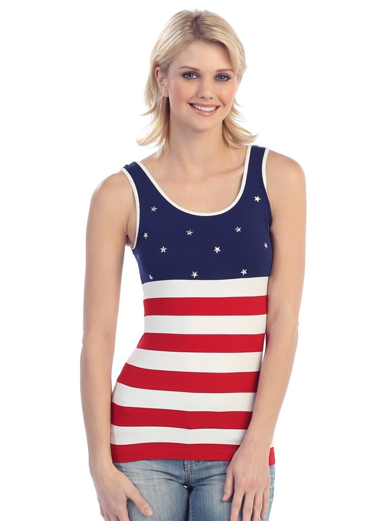American Flag Stars Stripes Seamless Tank Top One Size Junior