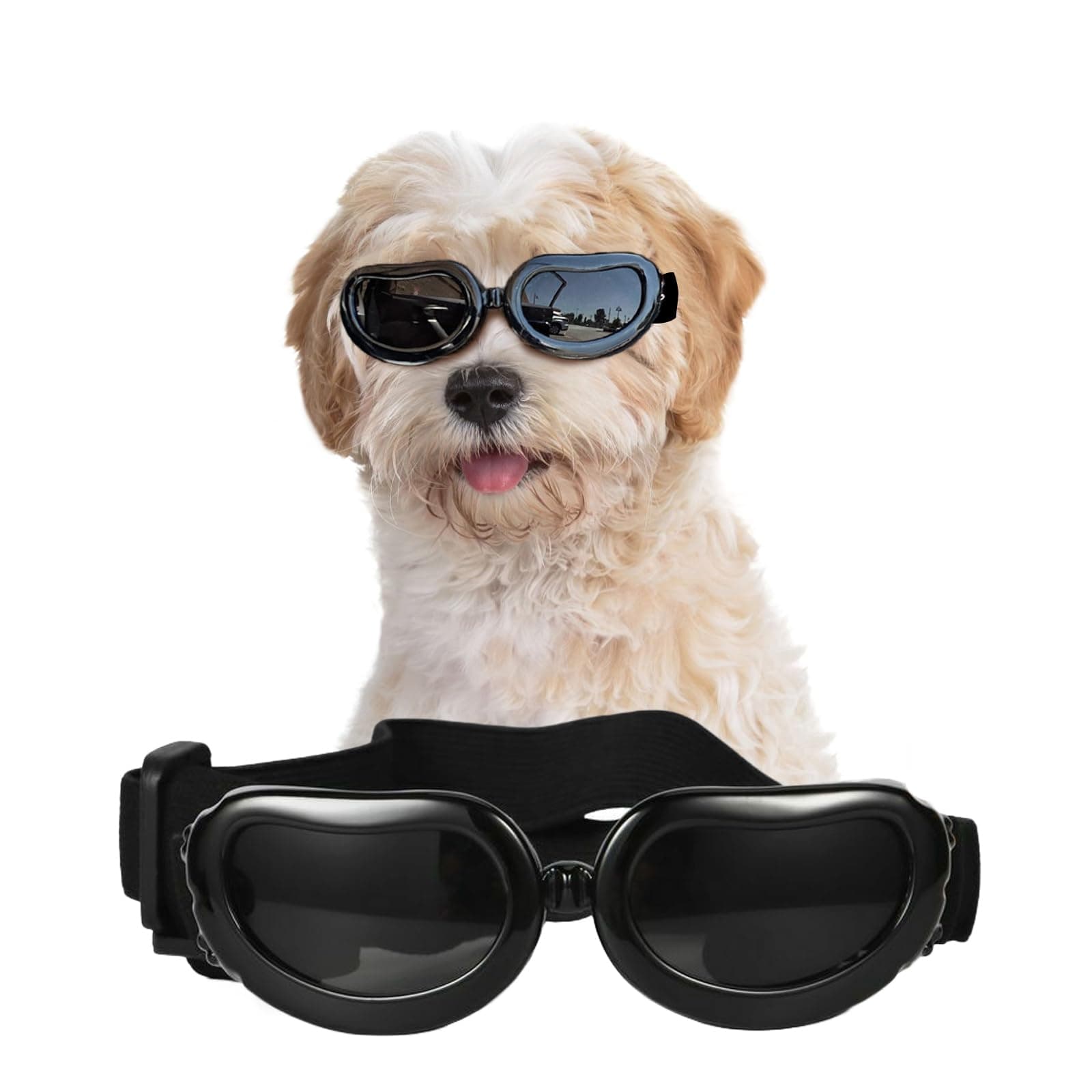 Namsan Dog Goggles Small Breed Doggy UV Sunglasses Windproof Snowproof Puppy Glasses for Eyes Protection (Black)