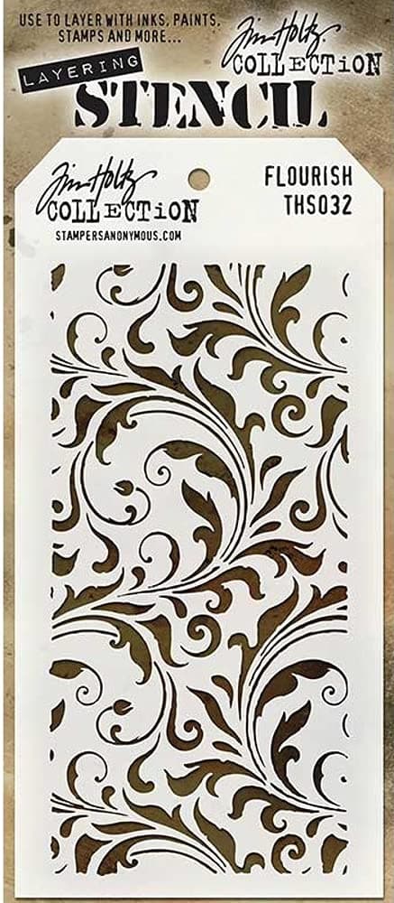 Stampers Anonymous Tim Holtz Layered Flourish Stencil, 4.125 x 8.5"