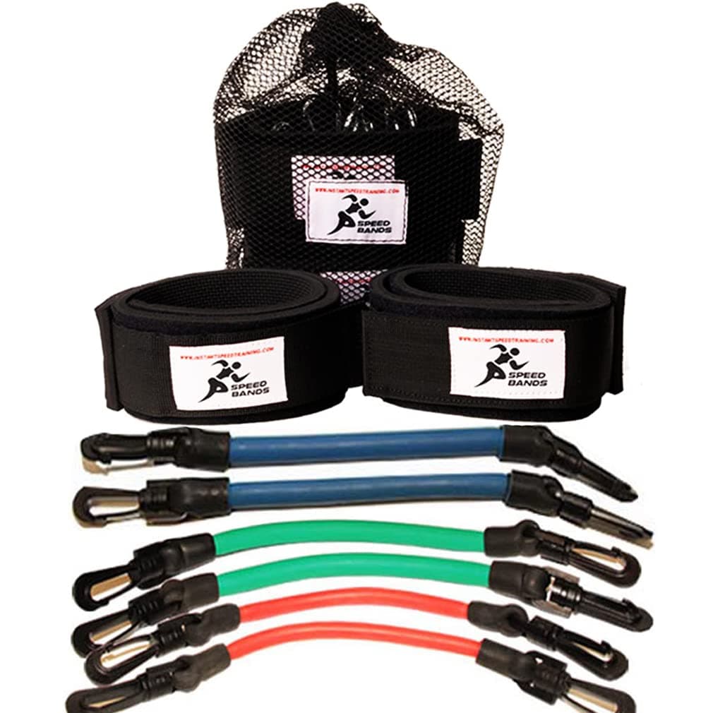 Speed Bands and Resistance Band for Leg Strength Power and Speed Training | For Advanced Athletes looking to Increase Explosiveness and Agility | 2 Strong Blue Bands and Programme Included