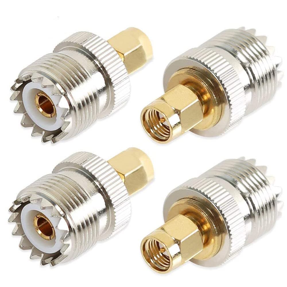 TengKo UHF Female to SMA Male Adapter RF Coax Connector SO239(PL259) Handheld Antenna PL-259 Converter Two Way Radio RF Antenna Adapter (4 Packs)