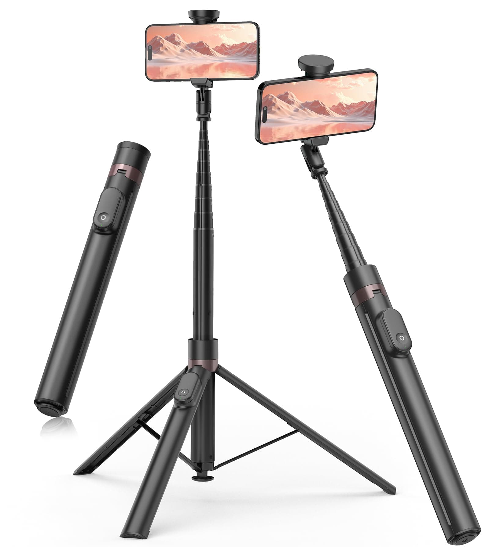 TONEOF 66.1 inches (168 cm) Automatic Tripod, Magnetic Rechargeable, Remote Control, Auto Open, Smartphone Tripod, Stand, 720° Rotation, Stable, Compatible with 4-7 inch Smartphones, iPhone