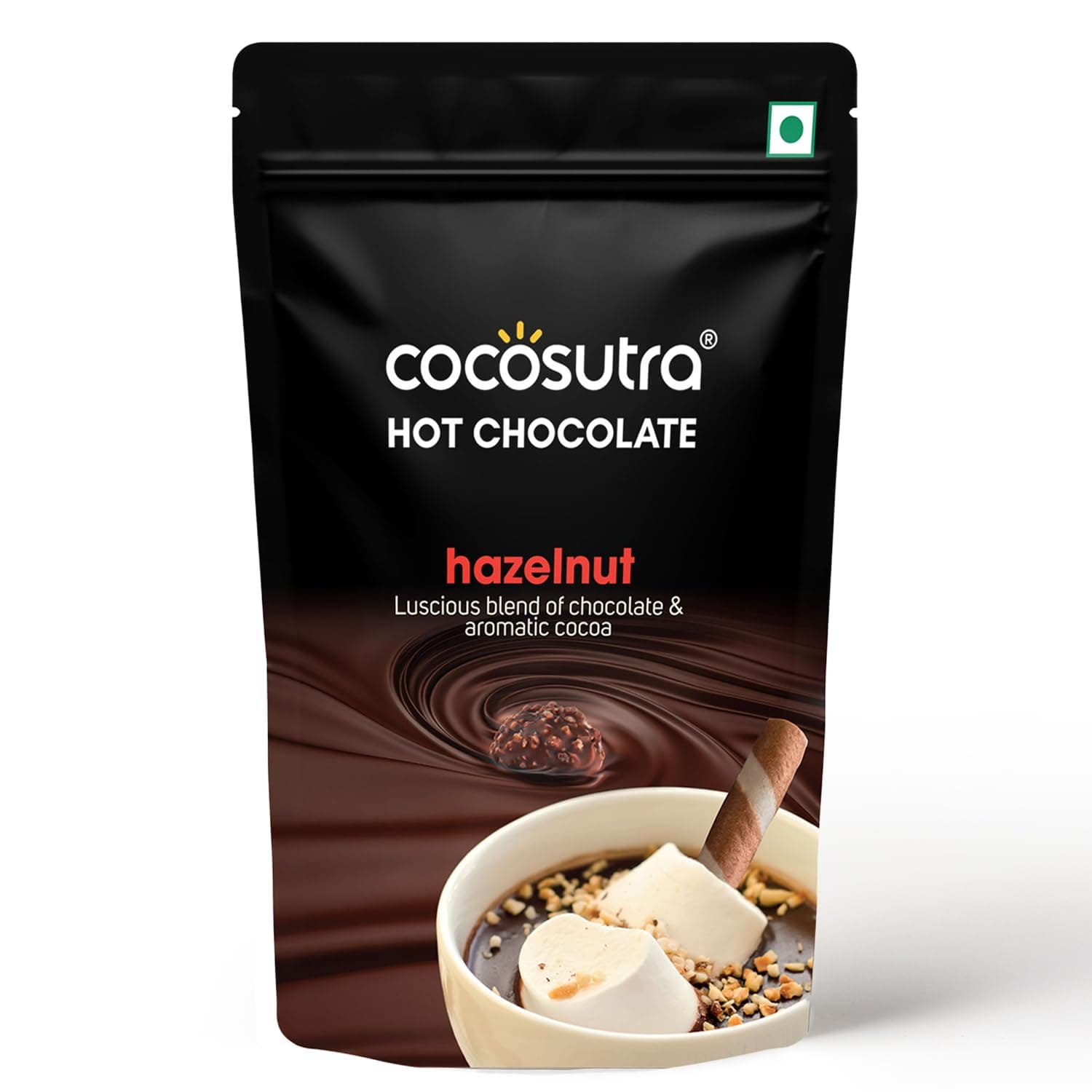 COCOSUTRA Hazelnut Hot Chocolate Mix | Enjoy hot or cold | 100 g | Gluten Free Drinking Chocolate | Serves 5 Cups