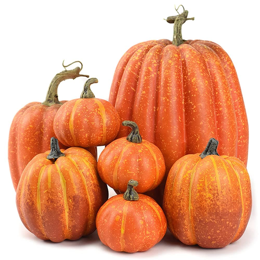 7Pcs Artificial Pumpkin,Fake Pumpkin,Autumn Decoration for Thanksgiving Halloween Christmas