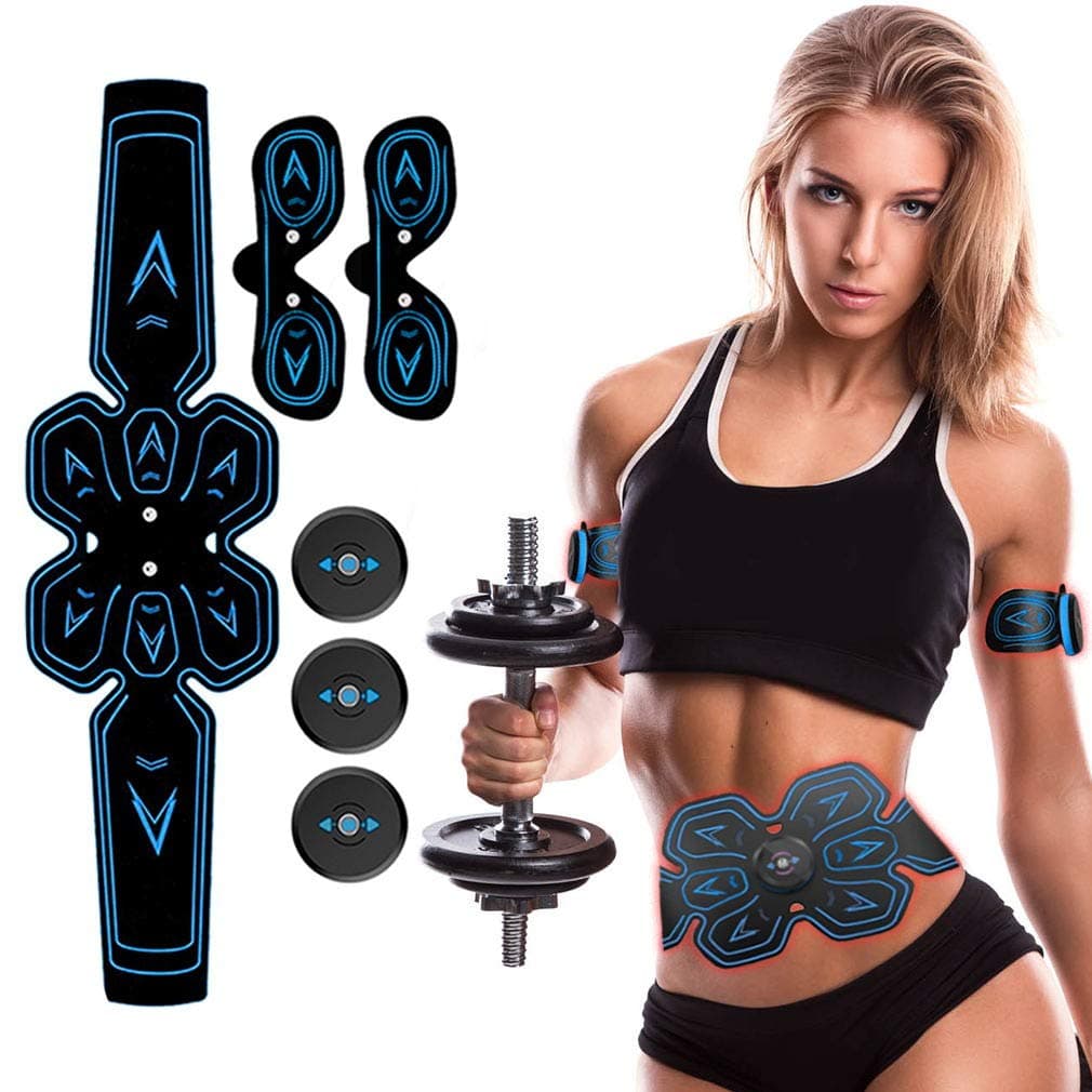 Moonssy Abs Trainer,Ems Muscle Stimulator,Abdominal Toning Belts,Fitness Training Gear ABS Fit Weight Muscle Toning Ab Belts Toning Gym Workout Machine for Men & Women (Black-1)