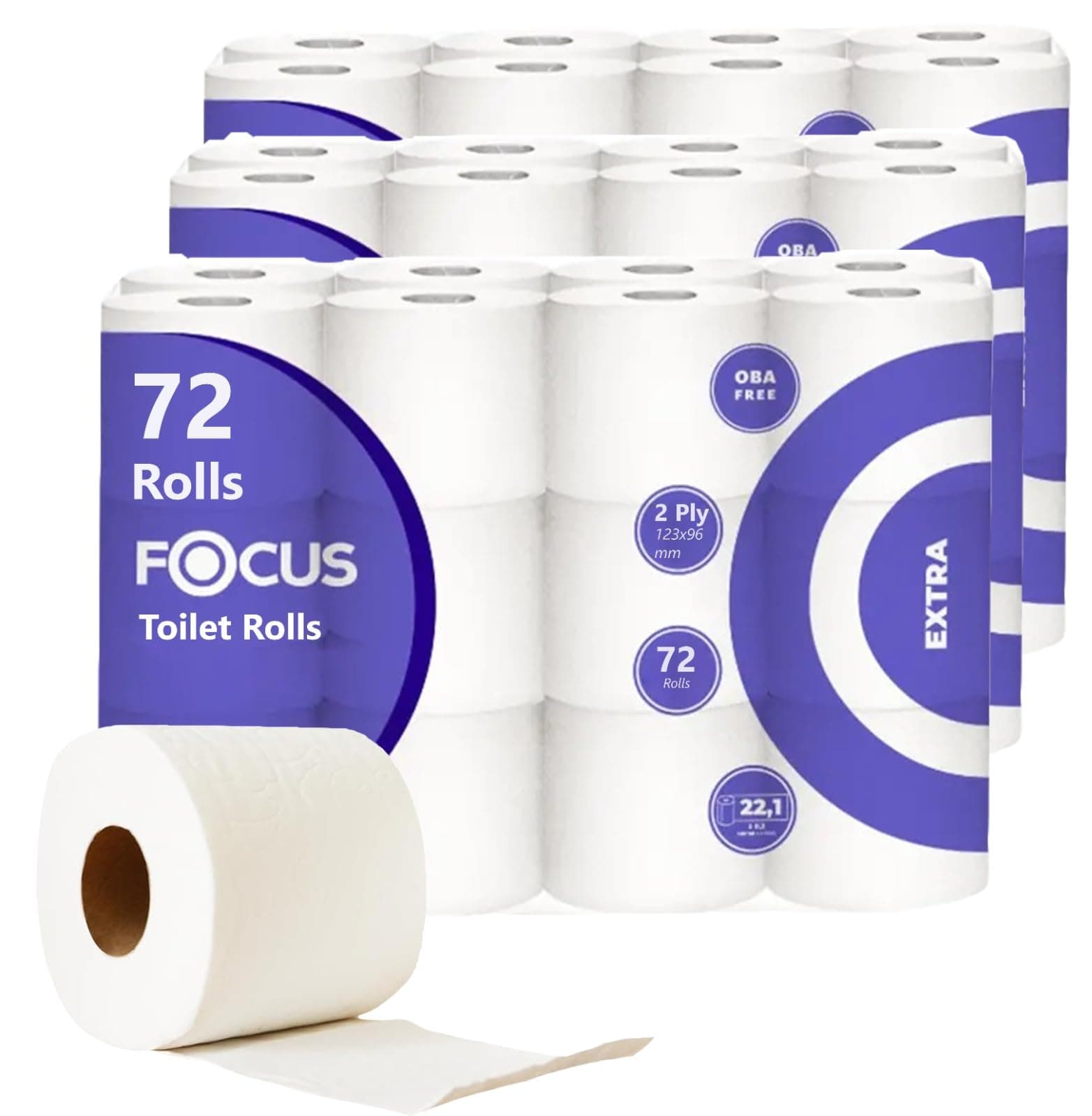72 Toilet Rolls Quilted Tissue 2 Ply Toilet Paper Extra Soft Premium Quality (2Ply Rolls)