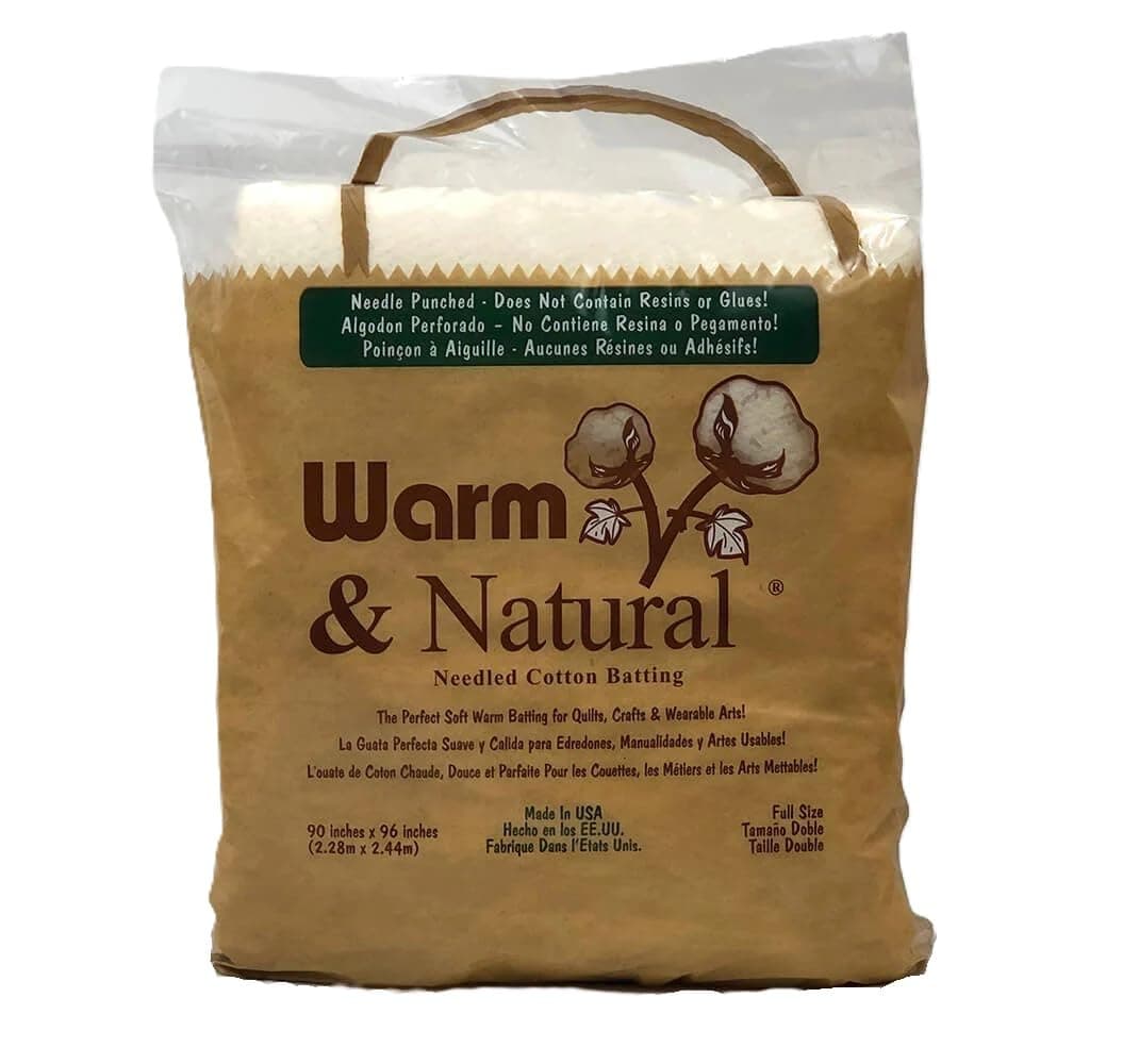 The Warm Company - Warm & Natural Cotton Quilt Batting – Full Size 90" x 96" – Premium Quilt & Craft Batting for Sewing & Quilting Projects