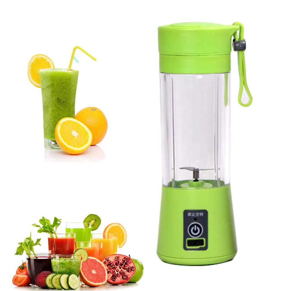 WooBrit Portable Blender Hand Mixer Mini Juicer USB Charging Mode Small Extractor Household Whisk Fruits Juice Machine Smoothie Maker 2 Blades (Green)