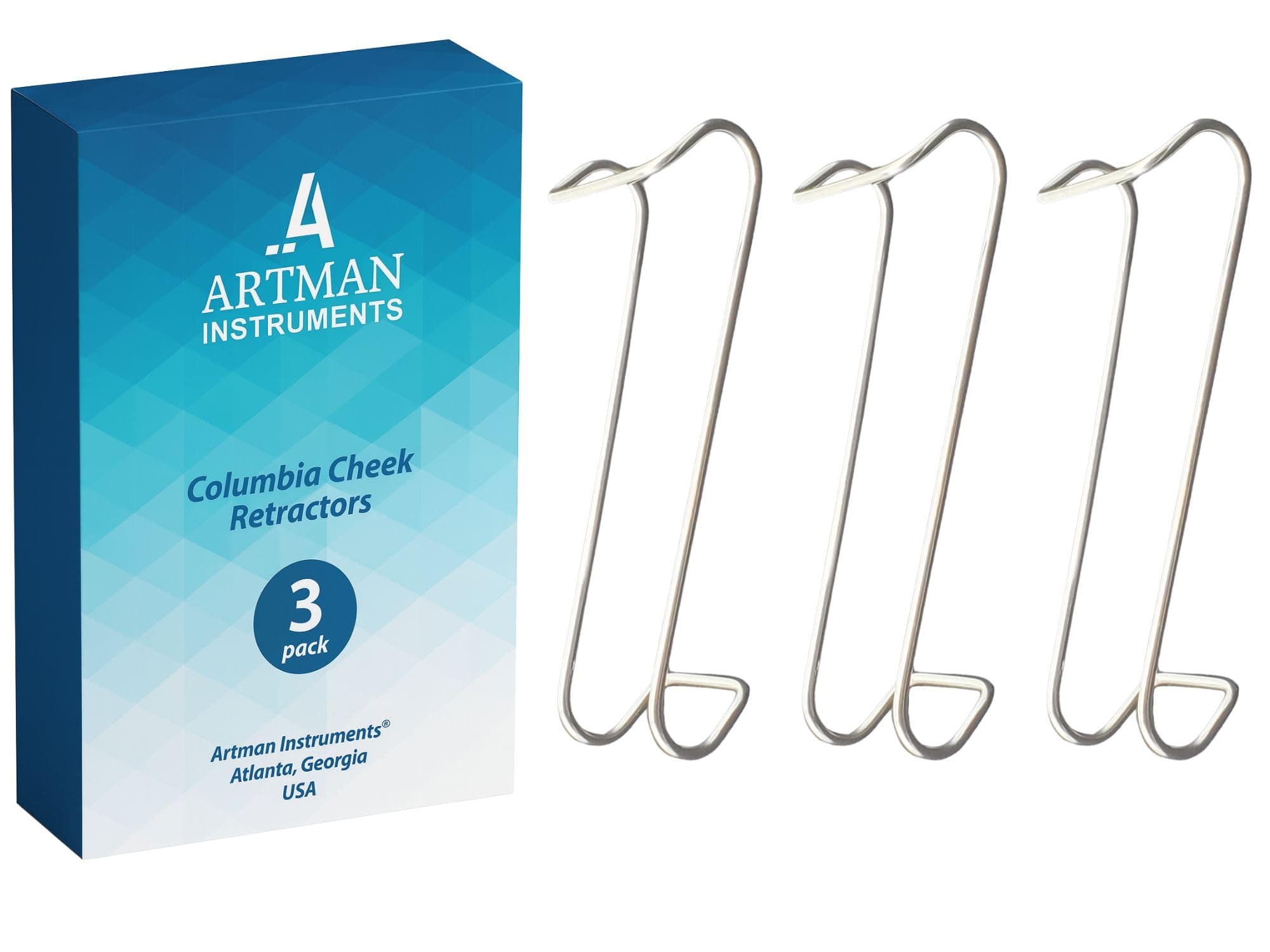 ARTMAN INSTRUMENTS Dental Columbia Cheek Retractor – Set of 3 Stainless Steel, Autoclavable Mouth Openers for Teeth Whitening, Orthodontics & Dental Procedures
