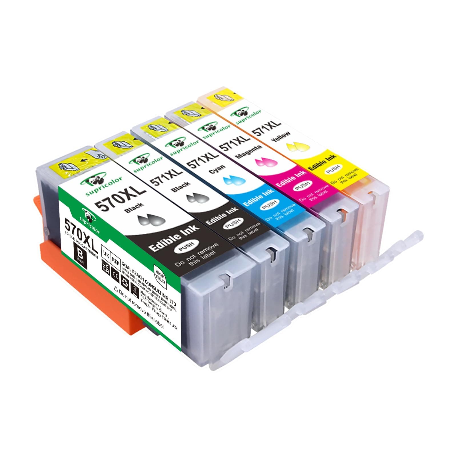 Compatible Canon PGI-570xl CLI-571xl Edible Ink Cartridges, Replacement for PGI-570 CLI-571 Use with Canon PIXMA MG5750 MG5751 MG5752 MG5753 TS5050 TS5051 TS5053 TS5055 MG6850 5-Pack