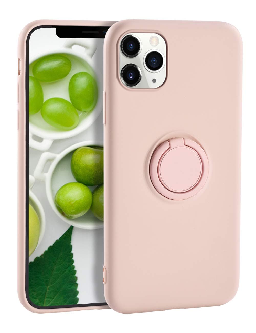 Yoopake iPhone 11 Pro Case Silicone, iPhone 11 Pro Liquid Silicone Thin Case with Ring Stand Support Magnetic Car Mount Soft Slim Cute Phone Case Cover for Apple iPhone 11 Pro,Pink