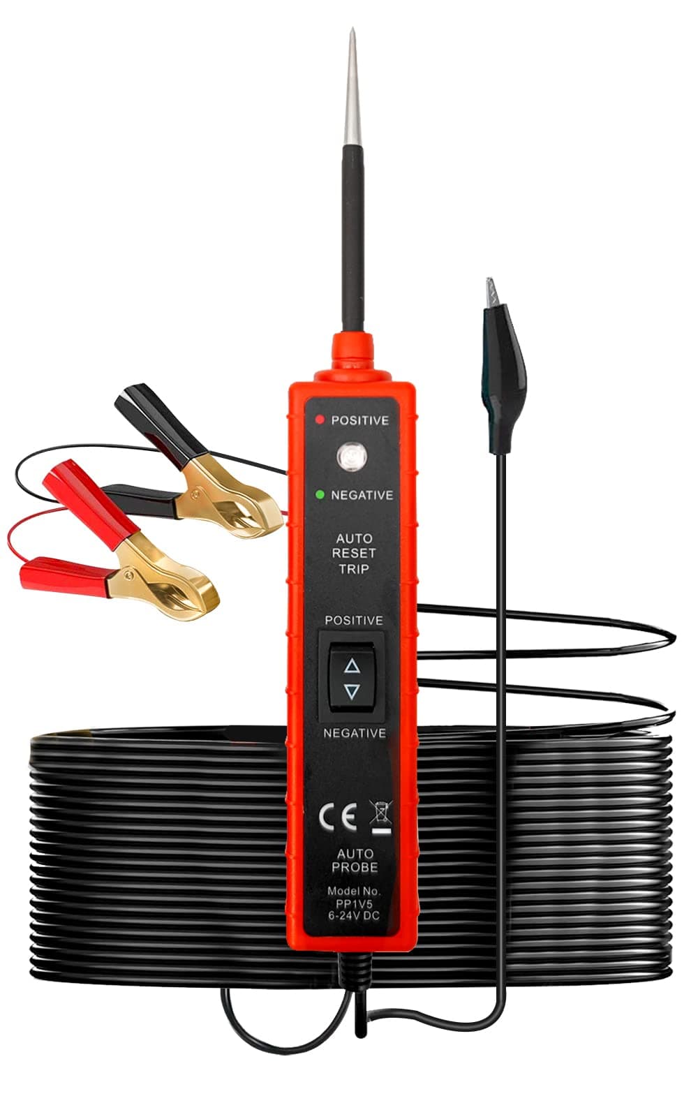 Power Circuit Probe, DC 6V-24V Test Light Automotive Circuit Tester Car Electrical Tester Voltage tester with LED Light, 13FT Cable, Overload Protection