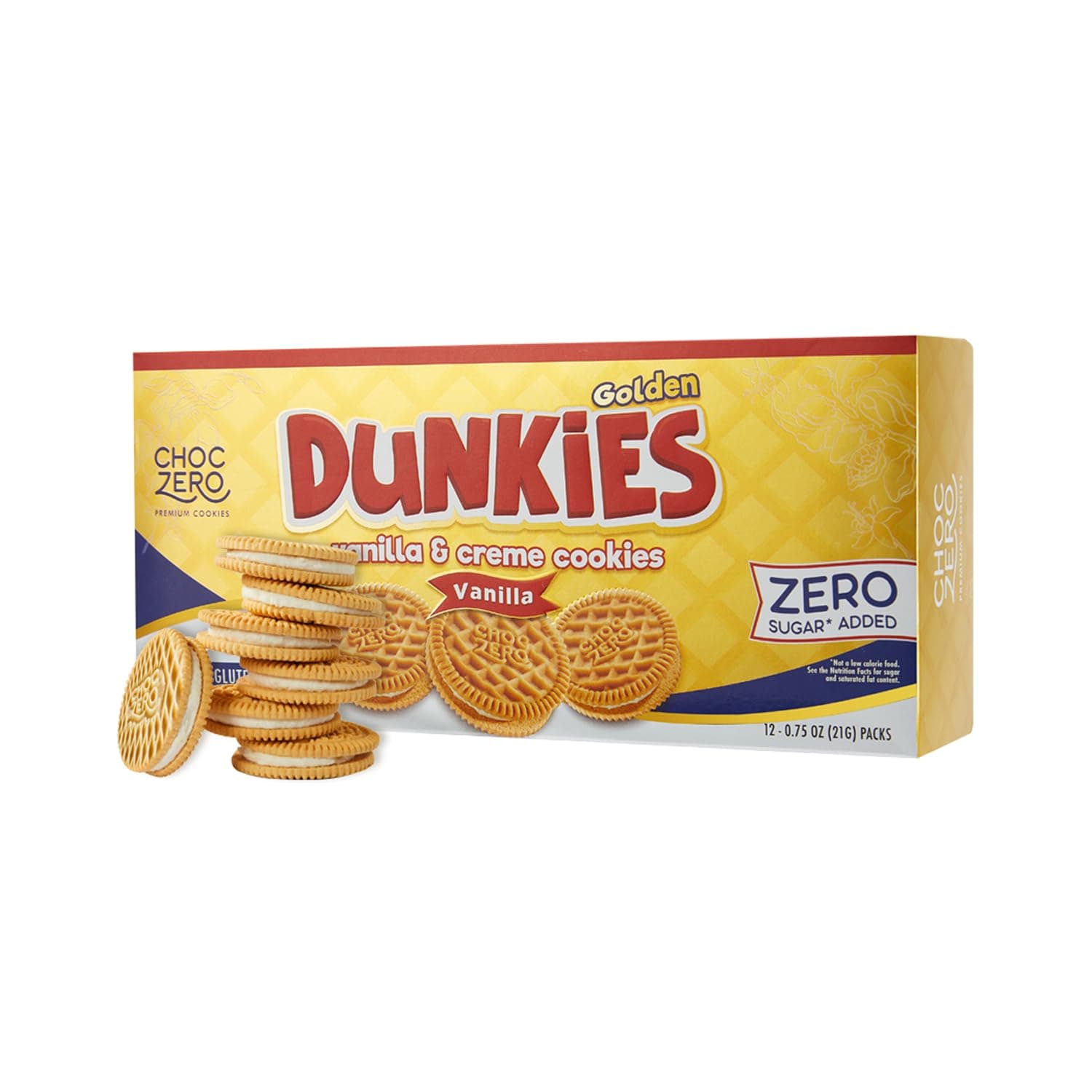 Gluten-Free Vanilla Sandwich Cookies with Creme - Low Sugar, Keto Friendly Dunkies (1 Box, 9oz)
