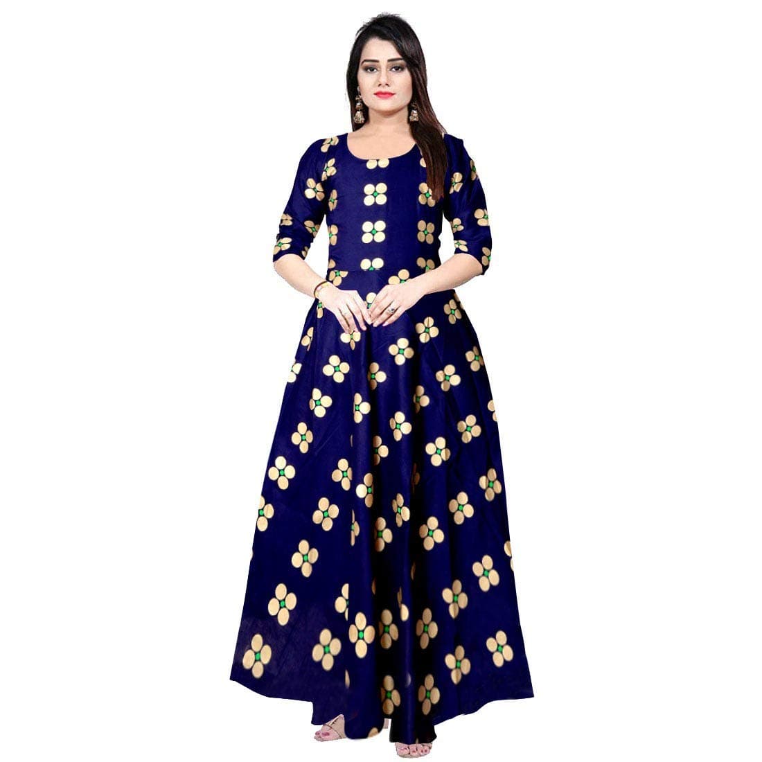 Mudrika Women's Rayon Regular Kurta Full Sleeves Kurti Gown anarkali Dress for Women and Girls