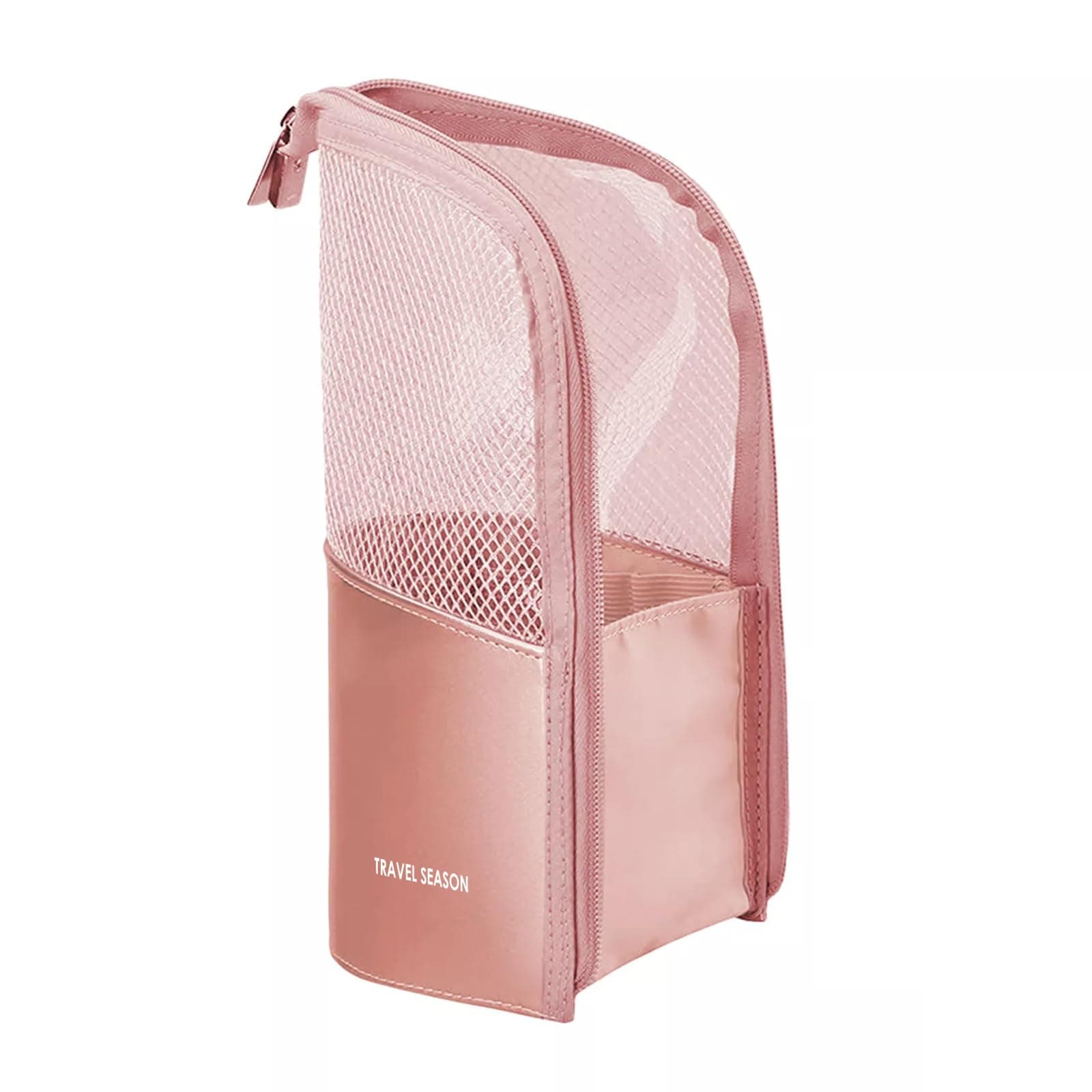 NFI Essentials PVC Makeup Brush Organizer Bag for Women, Portable Makeup Brush Holder Travel Makeup Brush Case Standing Zipper Waterproof Cosmetic Brush Pouch