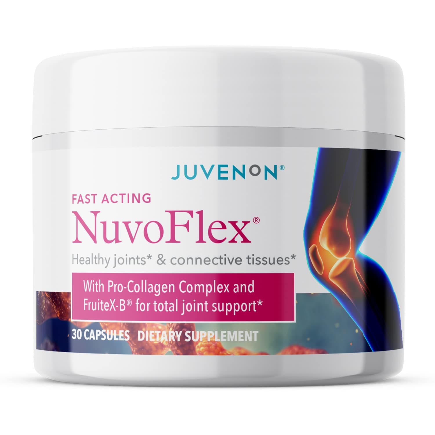 Juvenon NuvoFlex Joint Support - Advanced Joint Supplements for Women & Men (30 Capsules) - Collagen for Joints with FruiteX-B - Anti-Aging, Knee Pain & Bone Support