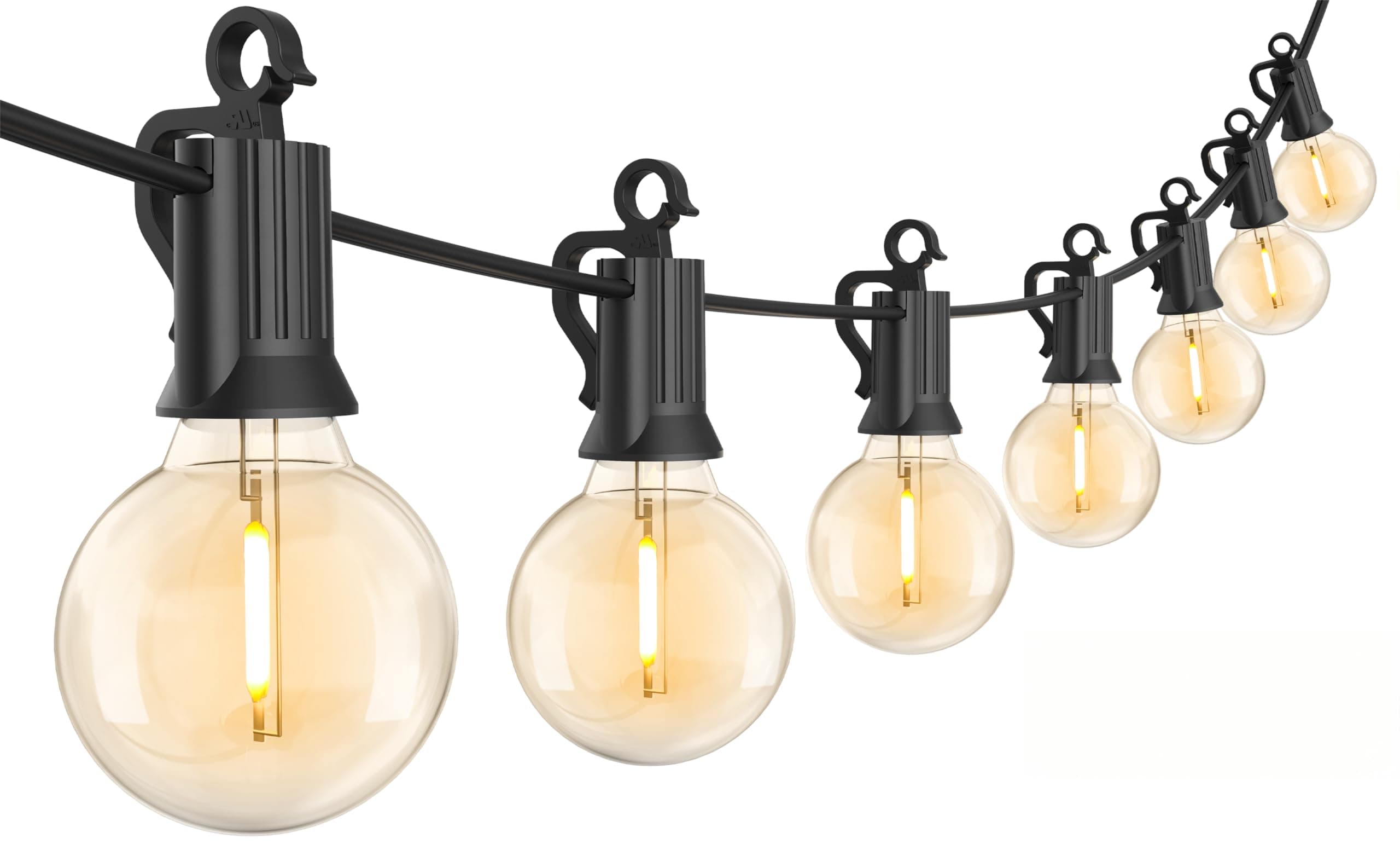 Brightown 30FT LED Outdoor String Lights, Plug-in Waterproof Patio Lights with 25 Shatterproof Bulbs, Warm White Outdoor Hanging Light Decor for Backyard Deck Garden Bistro Porch Party