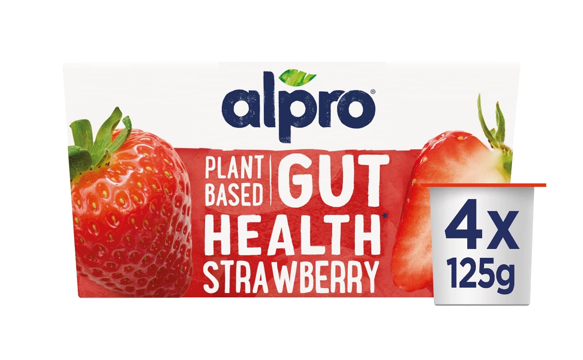 Strawberry, Gut Health & Plant Based Yogurt Alternative, Vegan & Dairy Free, 4x125g