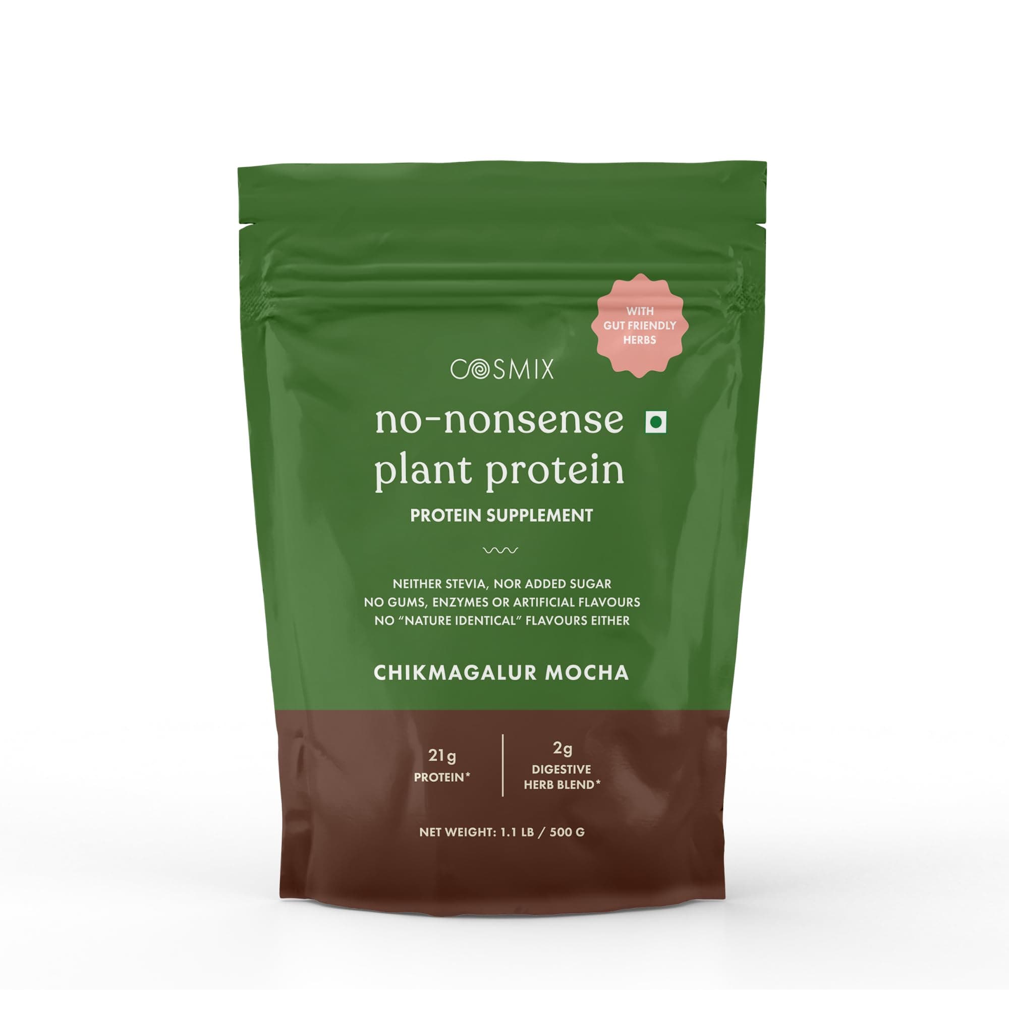 No Nonsense Plant Protein | Organic Brown Rice & Pea Isolate | Easy Digestion | 24G Protein/Serving | Gluten & Lactose Free | (Chikmagalur Mocha, 500g)