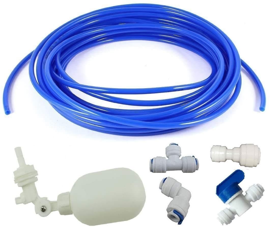 Lemoy 1/4 inch Tube Float Valve Kit for RO Water Reverse Osmosis System water filter Push in to Connect Pipe Hose Tube Fittings CCK tube(ball valve +L+15 feet pipe) (blue)