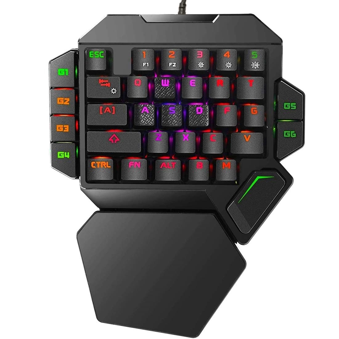 RGB One Handed Mechanical Gaming KeyboardColorful Backlit Professional Gaming Keyboard with Wrist Rest SupportUSB Wired Single Hand Mechanical Keyboard for Game