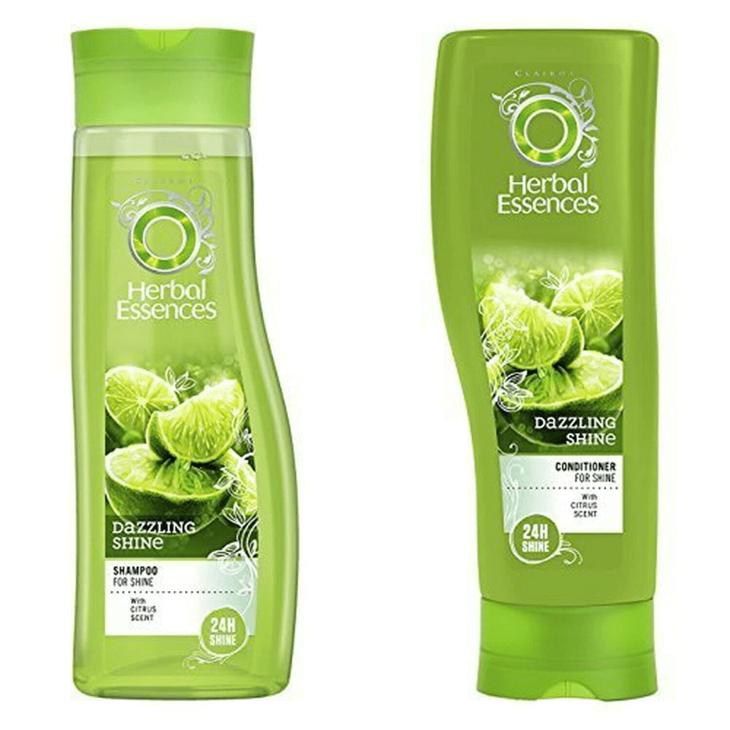 Herbal Essences Dazzling Shine Set Shampoo & Conditioner with Citrus Scent. Bundle with Exclusive Beauty Tips.
