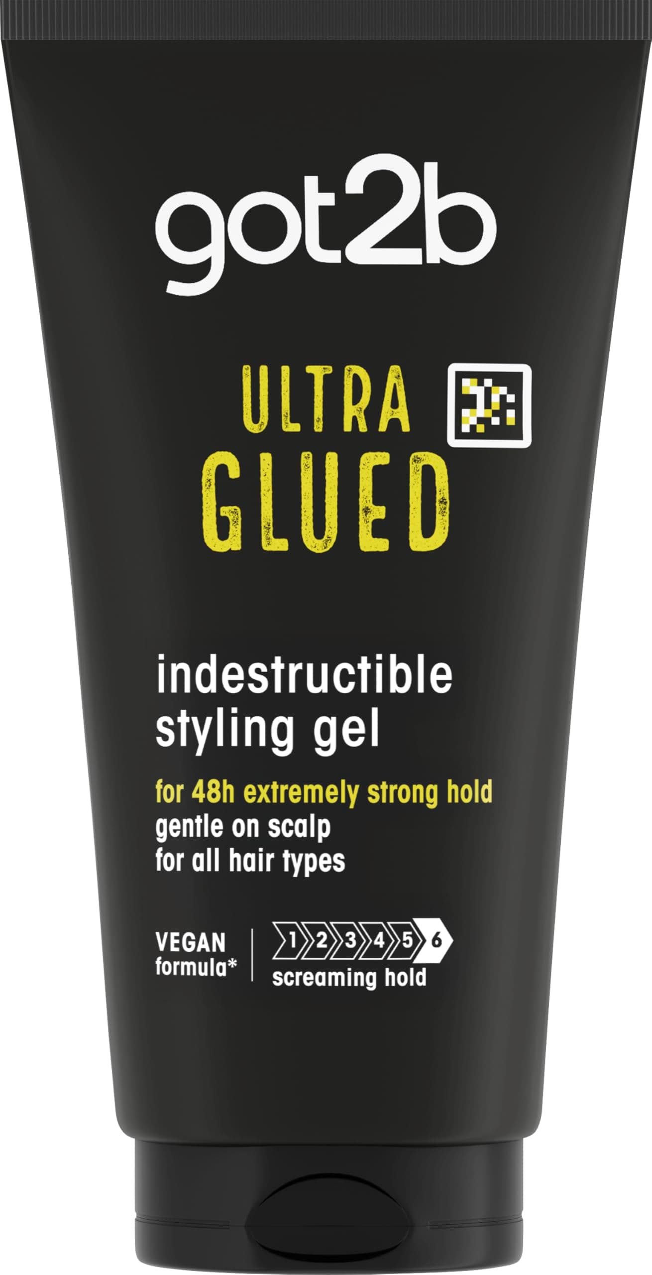 got2b Glued Ultra Styling Hair Gel 150 ml, Glued Styling Gel for up to 48h Ultra Strong Hold, For Extreme Hairstyles, Vegan* Formula