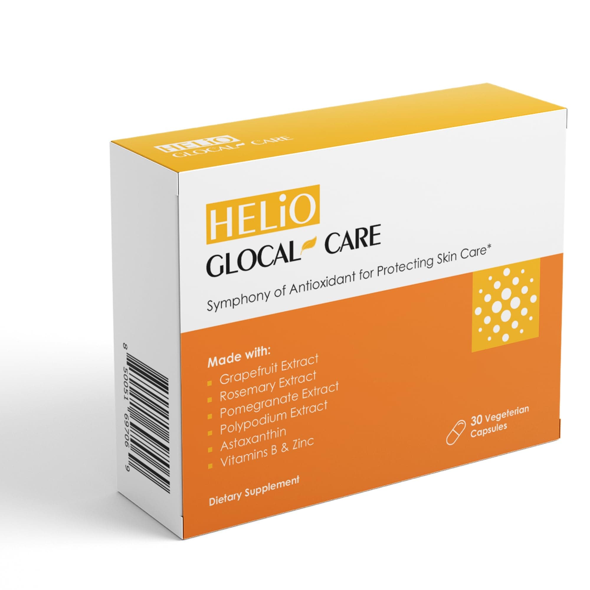 GlocalCare Helio Supports Skin Against UV Rays & Promotes Healing from Sun Damage - Polypodium Leucotomos Extract, Nutroxsun, Astaxanthin