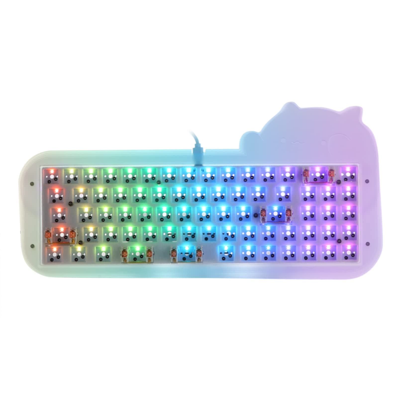 EPOMAKER Mini Cat 69 65% Hot Swappable Acrylic RGB Wired Mechanical Gaming DIY Keyboard Kit With Refinedly Tuned Stabilizers, Stacked Acrylic Case, Compatible with Windows/Mac