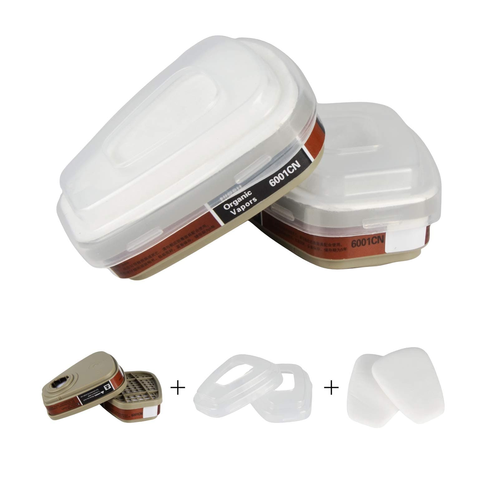 6001 Filter Cartridge Activated Carbon Filter Compatible with 6200, 6800, 7502, FF402 respirator (2PCS)