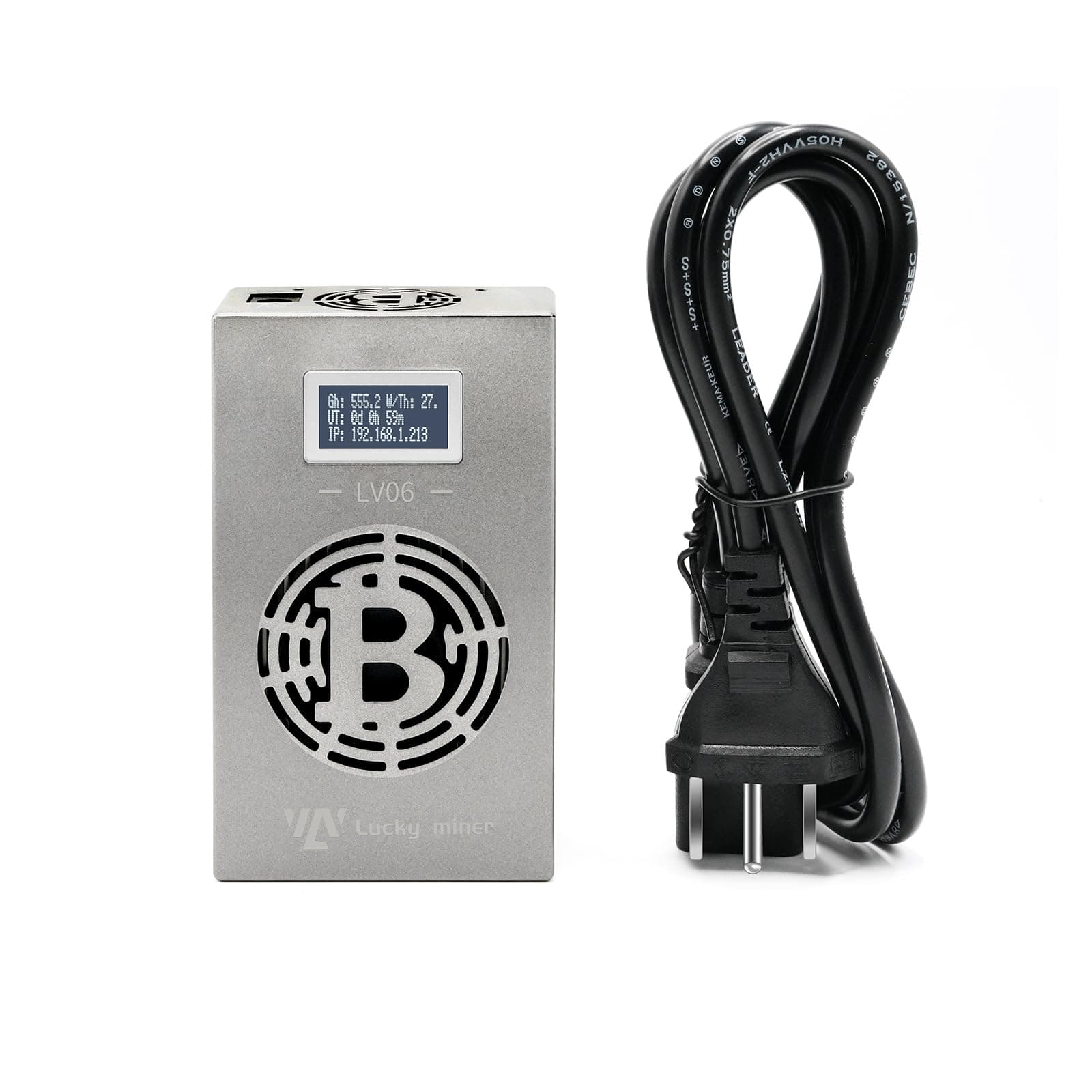 Lucky Miner LV06 Bitcions Miner 500GH/S SHA-256 Asic Chip 2.4GWifi Low Noise Solo Crypto Miner Home use Lottery Machine Efficient & Support Multiple Modes and Mine Multiple cryptocurrencies,Gray