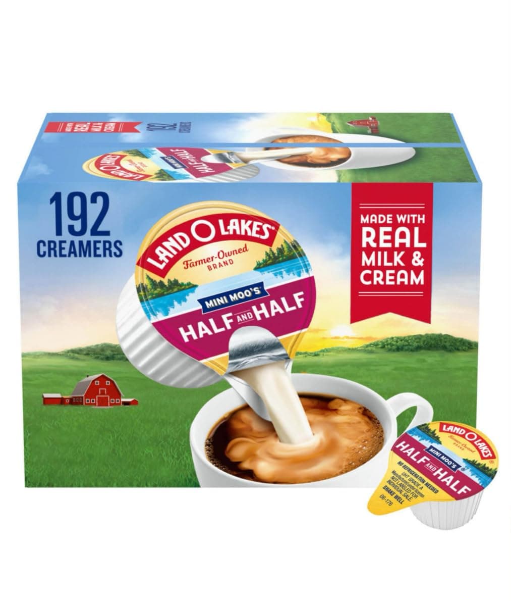 Mini Moo's Half & Half Creamer Singles - 192 Count | Made with Real Milk & Cream | Rich, Creamy & Smooth | Ideal for Coffee, Tea, Hot Cocoa & More | Convenient, Shelf-Stable, No Refrigeration Required