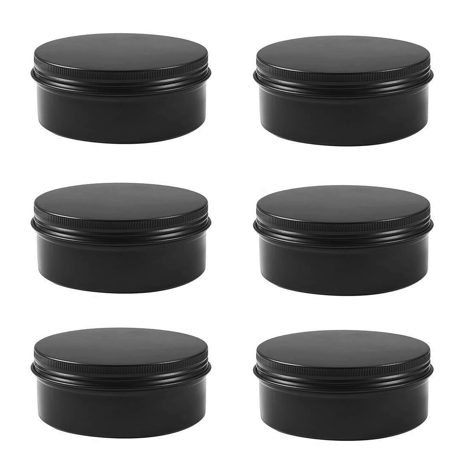 6Pcs 100ML Black Round Aluminium Tin Cans Black Aluminum Tin Jars Round Metal Tins Jars Empty Cosmetic Containers with Screw Cap Lid for Jewelry Cosmetic DIY Crafts Spices Travel Storage,Black