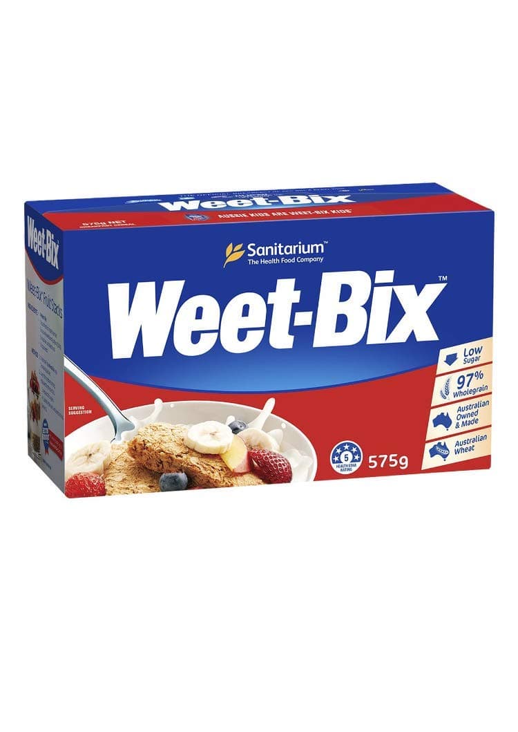 Weet-Bix™ is Australia's No.1 Breakfast Cereal (1 x 575g) It has 97% Whole Grain, Original By Sanitarium Australia.