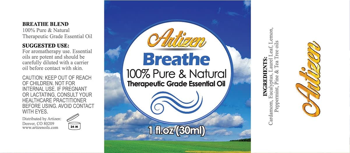 Artizen Breathe Blend Essential Oil - Pure Natural & Undiluted Therapeutic Grade Essential Oil for Aromatherapy, Relaxation, Skin Therapy & More - Essential Oils for Humidifiers - Aromatherapy Oil