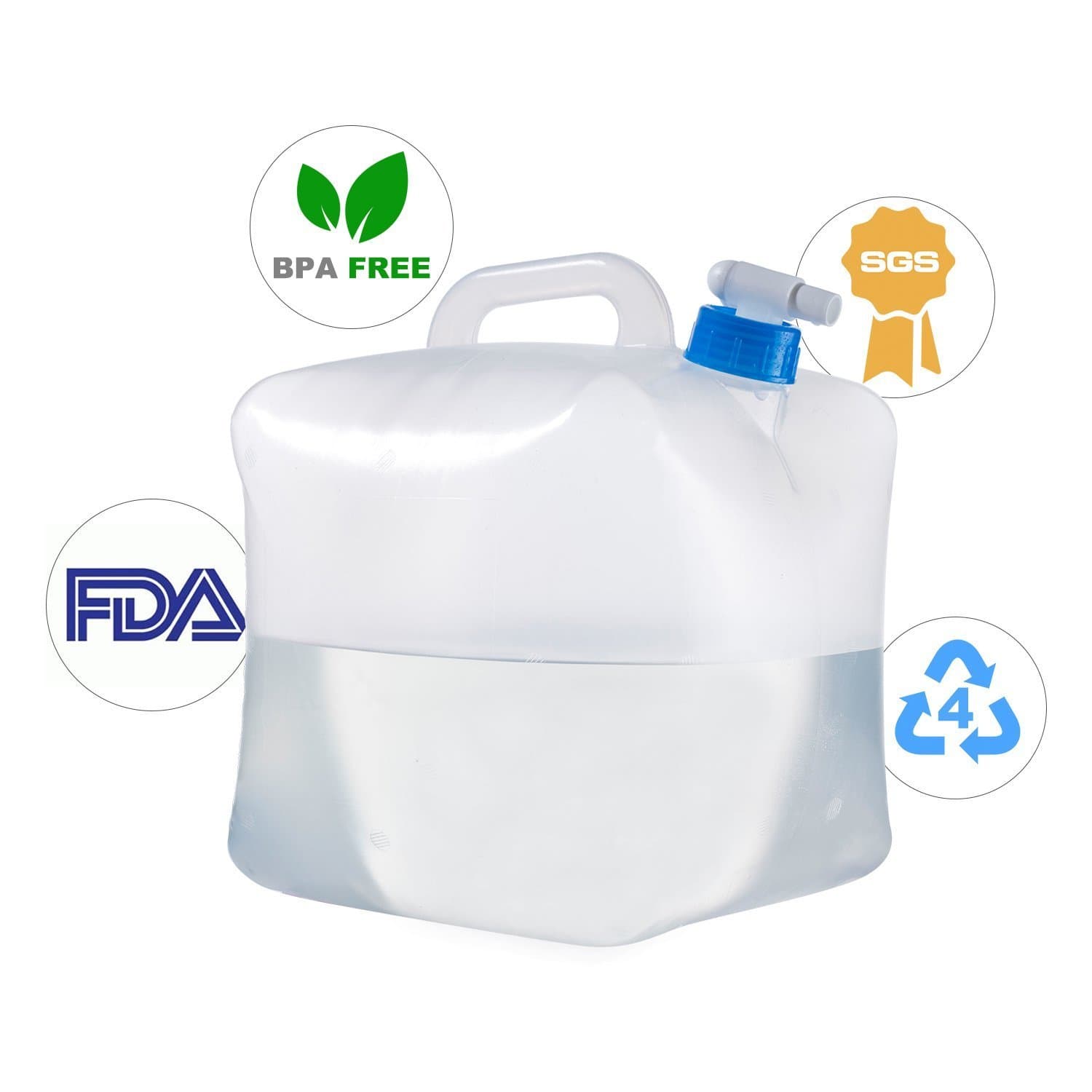 TOVTO 1.25 Gallon 5l/2.5 Gallon 10l/5 Gallon 20l Collapsible Folding Water Container Canteen BPA Free FDA Approved PE Portable Water Carrier Bag Water Outdoor Storage For Hurricane Flood Earthquake