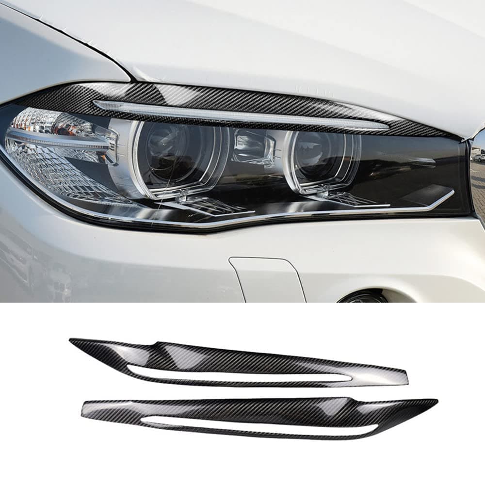 HOTRIMWORLDHeadlight Eyelids Covers,Carbon Fiber Front Headlamp Eyebrows Eye Lid Decoration Cover Trim,Compatible with BMW X5 F15 X6 F16 X5M F85 X6M F86 2014-2018