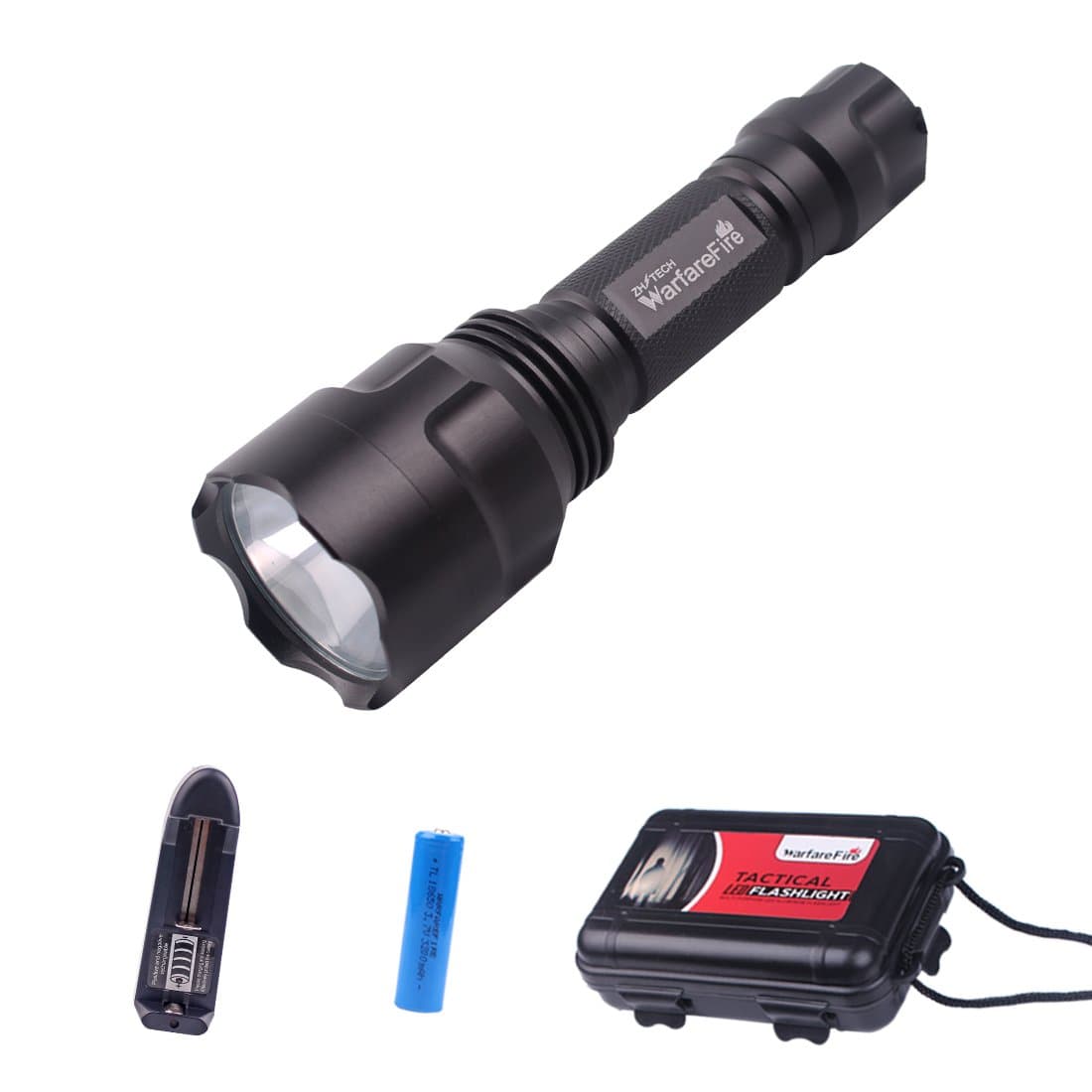 WarfareFire TG20 Firefighting Gear LED Rechargeable Tactical Flashlight CREE Torch with Super Bright 900 Lumens 5 Light Modes 18650
