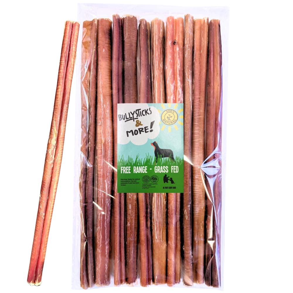 BULLYSTICKS & MORE 12 Inch Bully Sticks (Regular - 8 Pack) | Bully Sticks for Medium Dogs | 100% Grass Fed Beef | Dog Parents Choice Bully Stick Dog Chews | No Hide Bully Bones