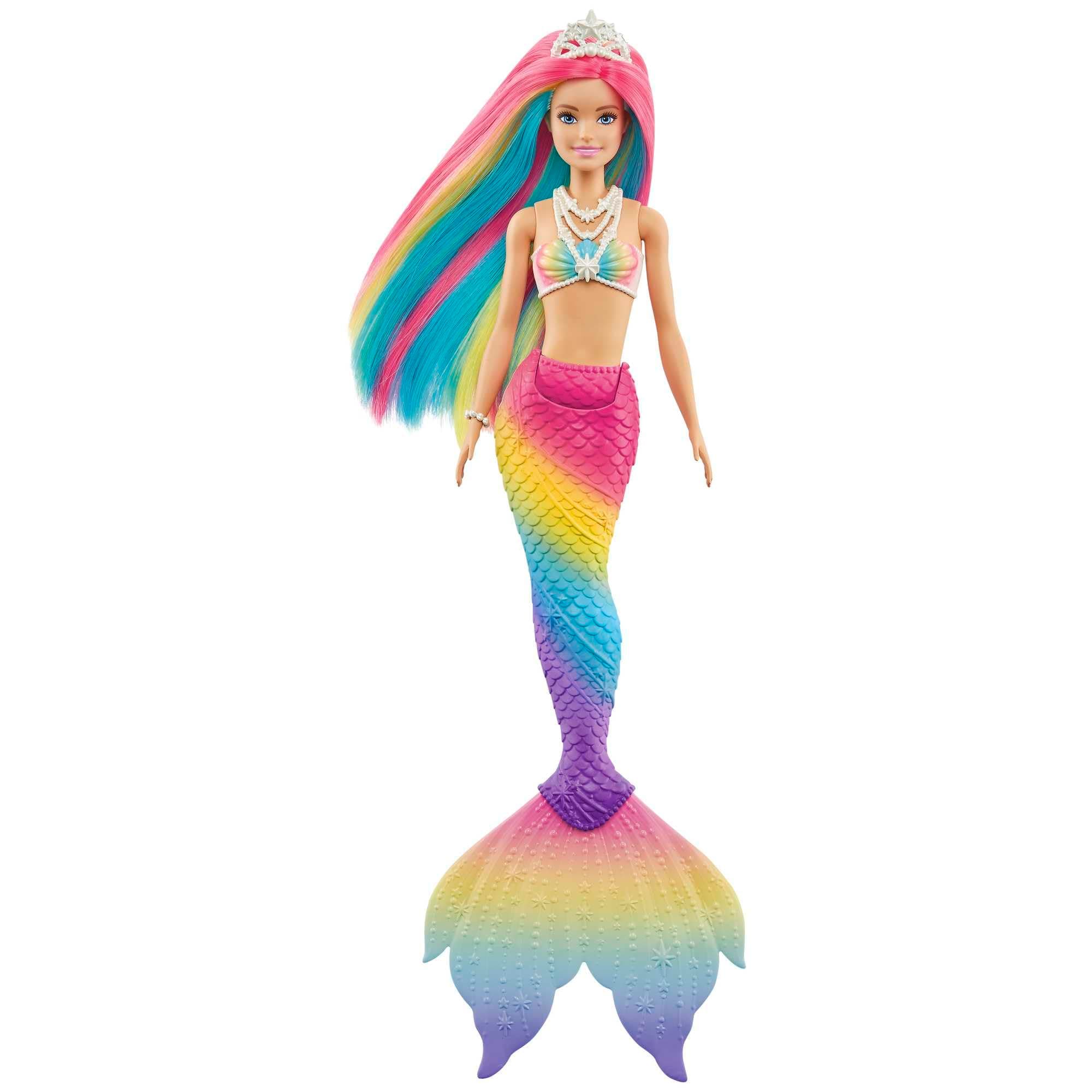 Barbie Dreamtopia Rainbow Magic Mermaid Doll with Rainbow Hair and Water-Activated Color Change Feature, Gift for 3 to 7 Year Olds, GTF89