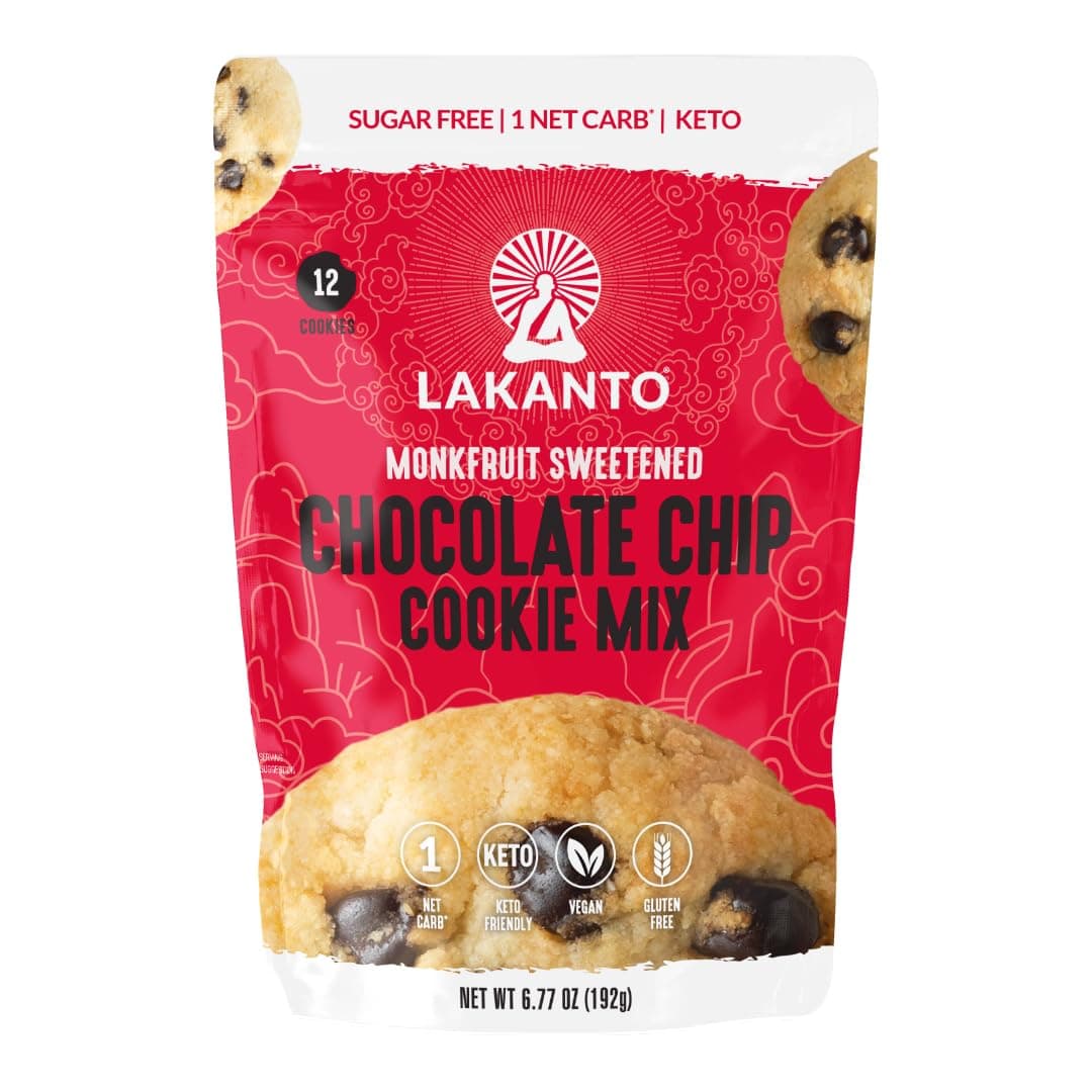 Lakanto Sugar-Free Chocolate Chip Cookie Mix Monkfruite, Vegan, Gluten Free, Keto 192 Gram