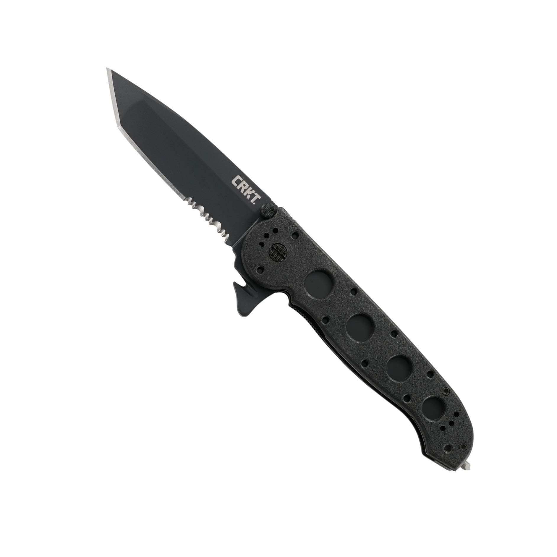 M16-14ZLEK Folding Knife with Liner Lock: AUS 8 Triple Point Serrations Blade, Glass-Reinforced Nylon Handle, Reversible Pocket Clip, M16-14ZLEK
