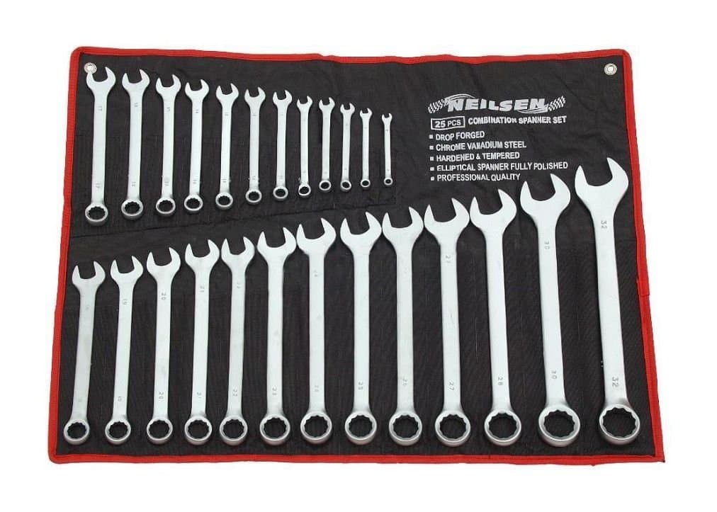 25pc Metric Combination Ring Open Ended Spanner Garage Tool Set 6mm - 32mm