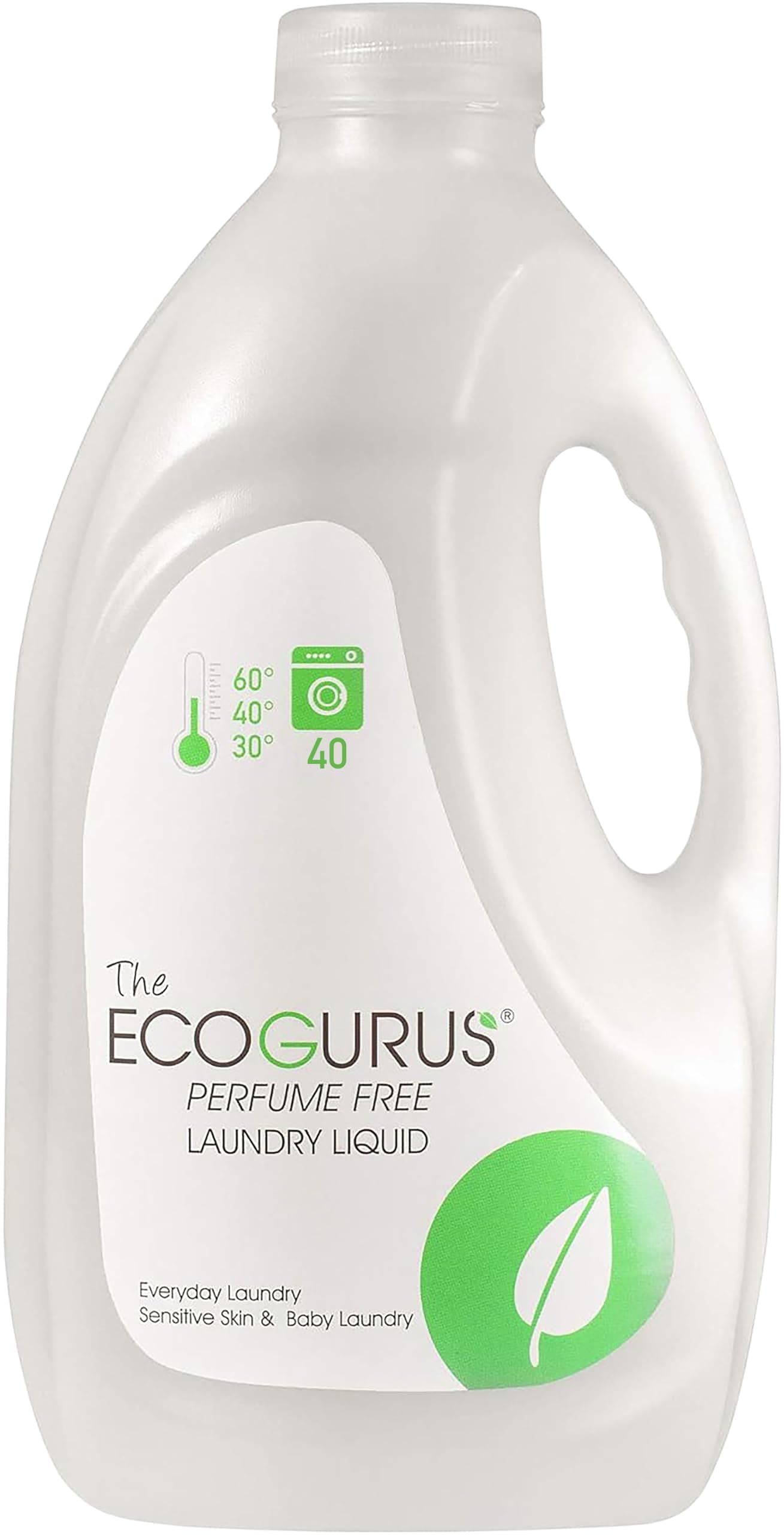 Eco Laundry Detergent | Fragrance Free Non Bio Washing Liquid for Sensitive Skin | Hypoallergenic Unscented Liquid Detergent |Suitable for Babies & Delicate Washing | 2L | 40 Washes