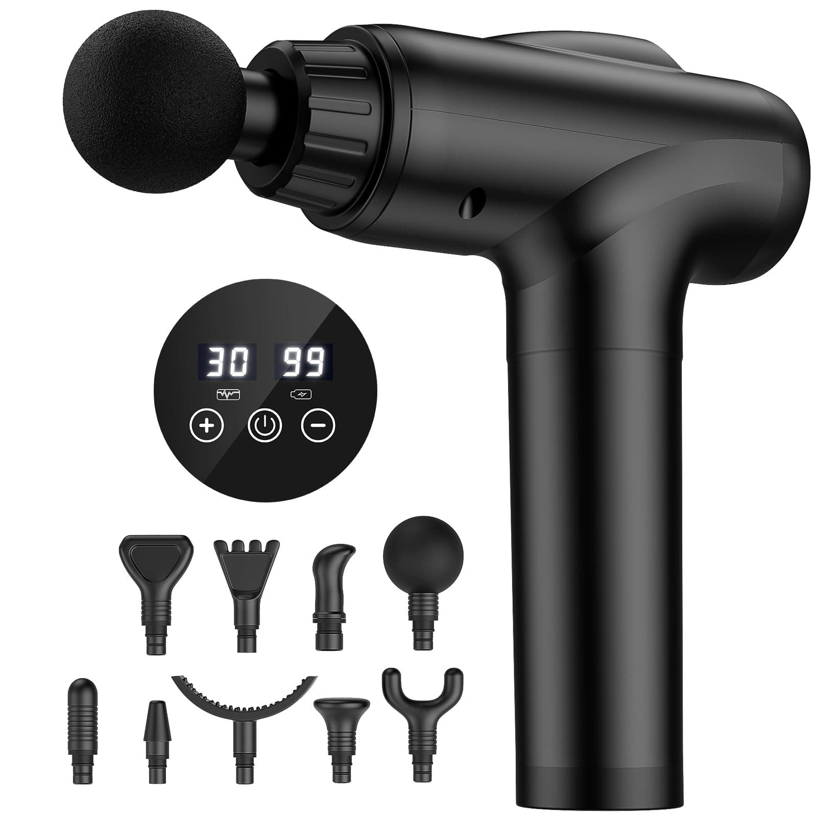 JQX Massage Gun, Deep Tissue Massager Gun for Pain Relief, Percussion Muscle Massage Gun for Athelets, Handheld Electric Back Massager with 30 Speed Levels & 9 Massage Heads